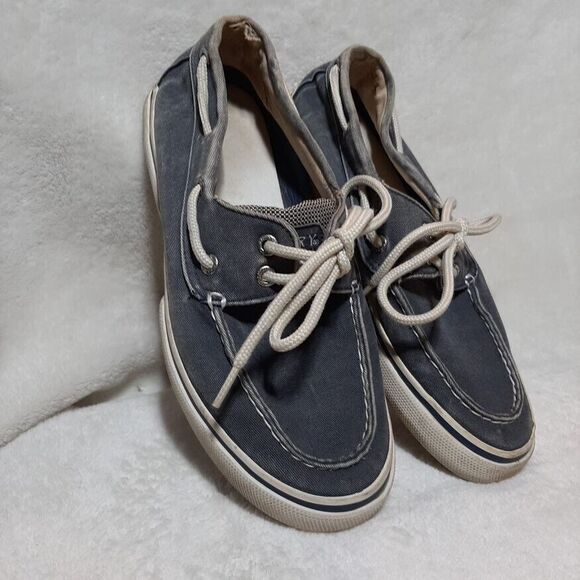 Sperry Top Sider Mens Boat Shoes Slip On Casual Grey/Blue Canvas 0777914 Sz 7 - Picture 3 of 12